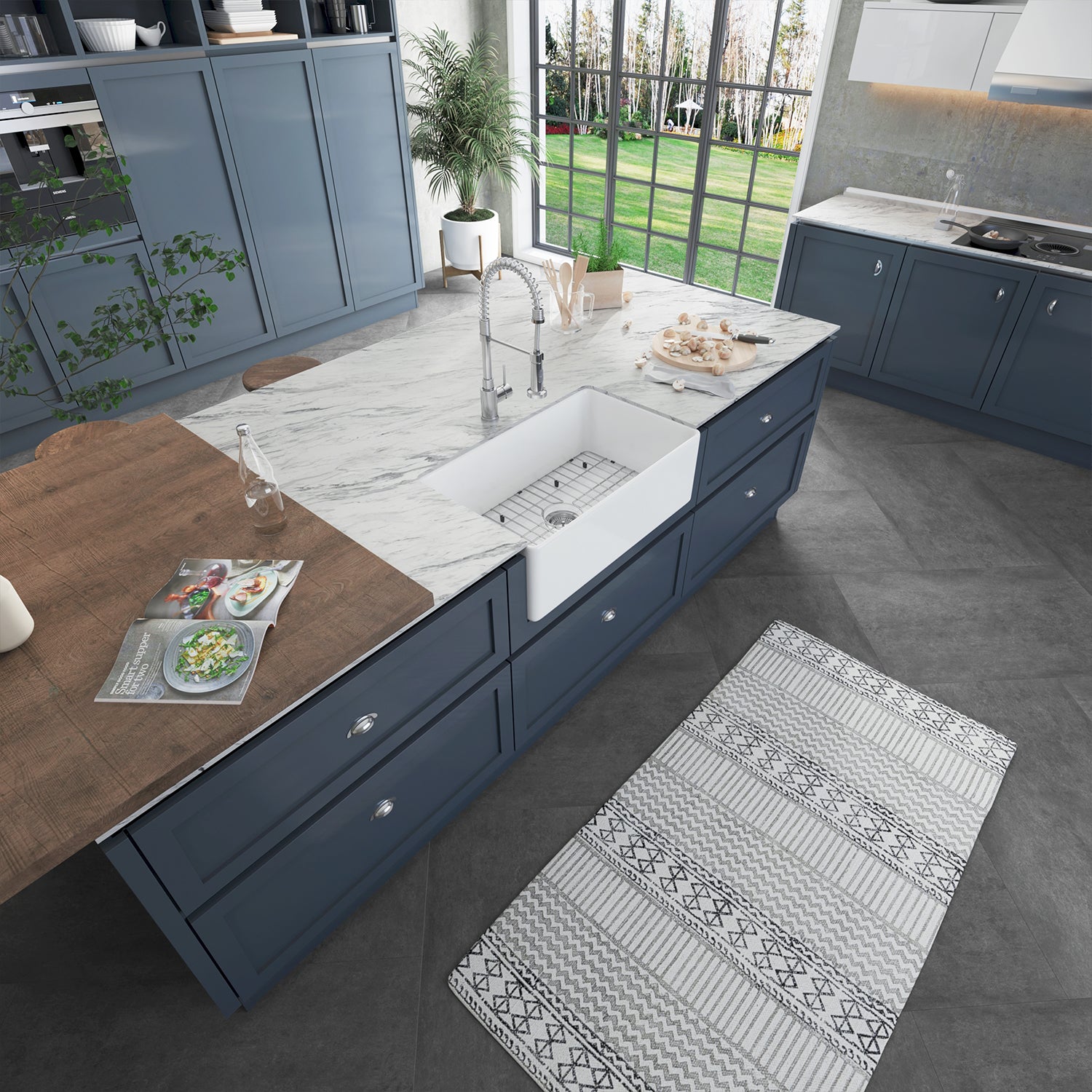 Sinber 30 Inch Farmhouse Apron Single Bowl Kitchen Sink with Fireclay White Finish 2 Accessories F3018S-OL