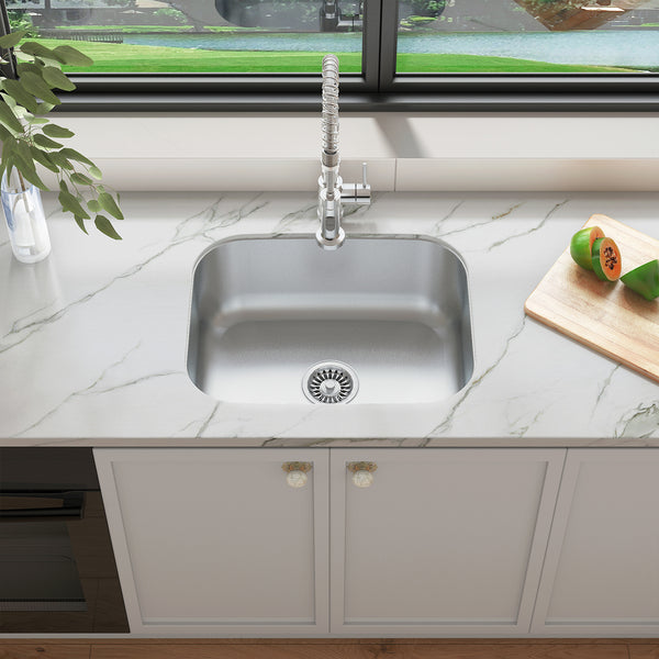 Sinber 23" x 18" x 9" Undermount Single Bowl Kitchen Sink with 18 Gauge 304 Stainless Steel Satin Finish MU2318S (Sink Only)