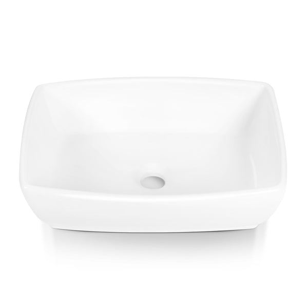Sinber 19" x 14" x 5" White Rectangular Ceramic Countertop Bathroom Vanity Vessel Sink BVS1914A-OL