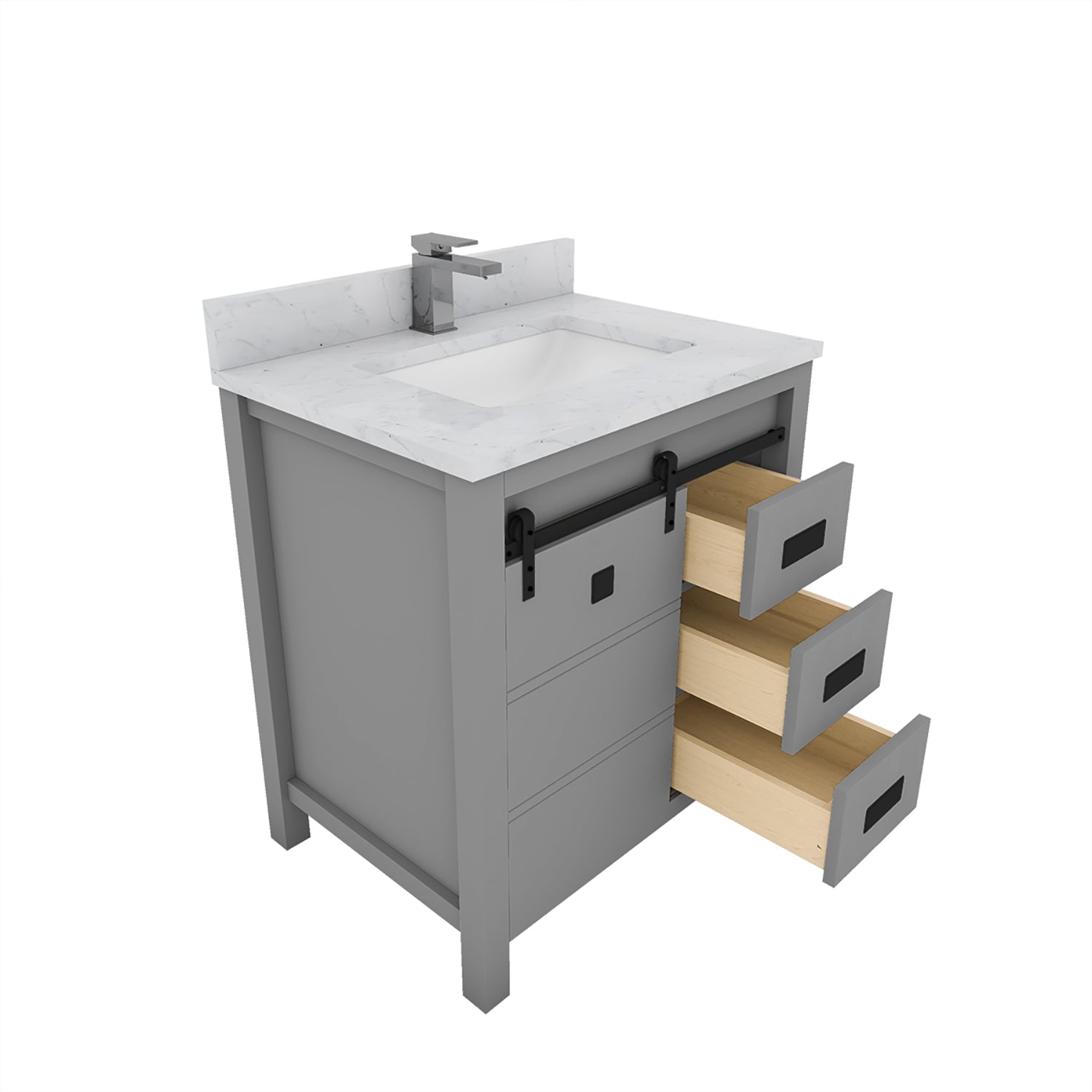 1 Soft Closing Doors and 3 Full Extension Dovetail Cabinet Drawer
