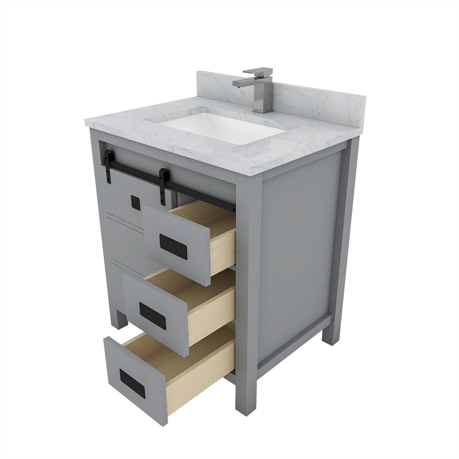 1 Soft Closing Doors and 3 Full Extension Dovetail Cabinet Drawer