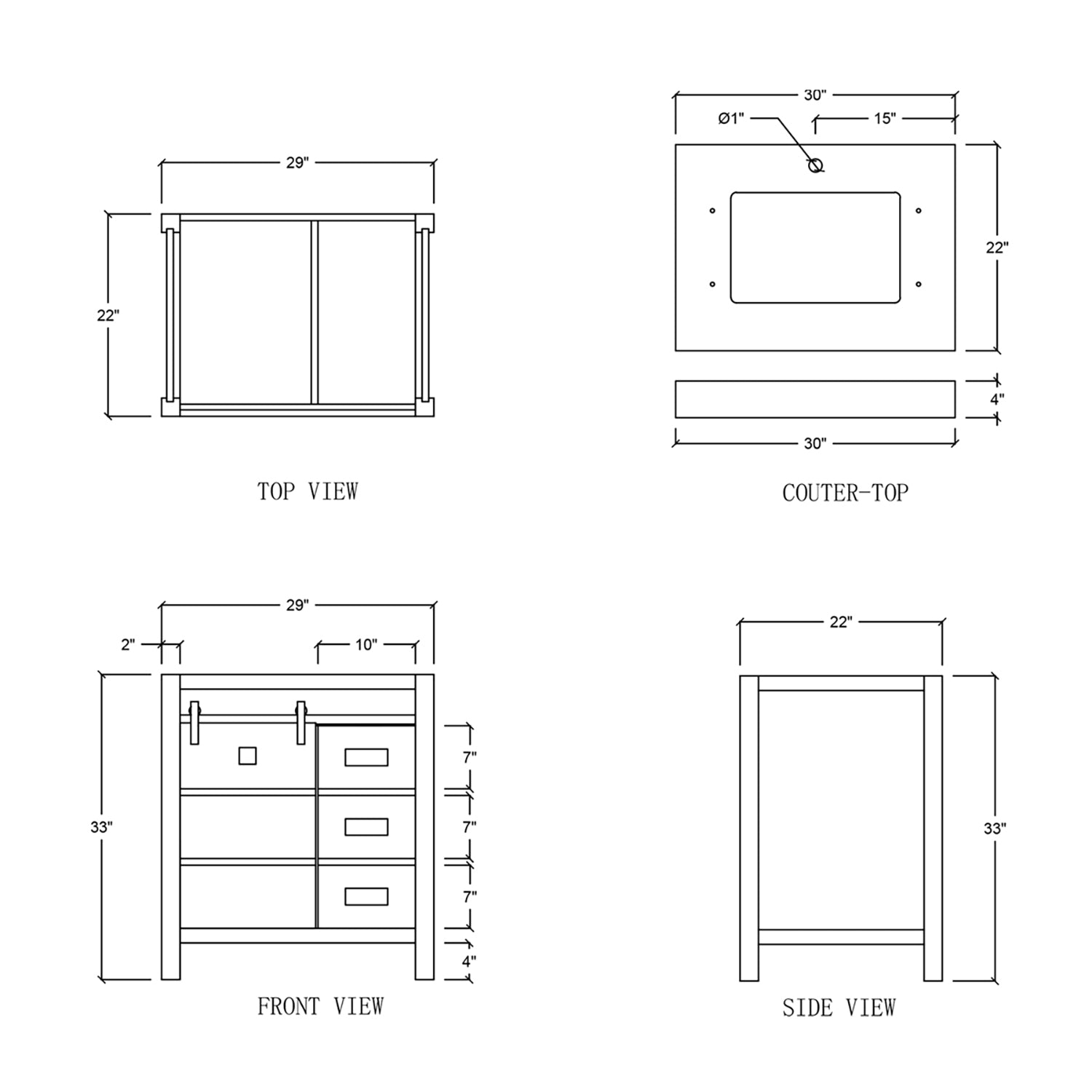 1 Soft Closing Doors and 3 Full Extension Dovetail Cabinet Drawer