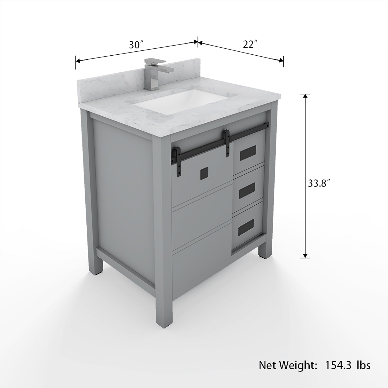 1 Soft Closing Doors and 3 Full Extension Dovetail Cabinet Drawer