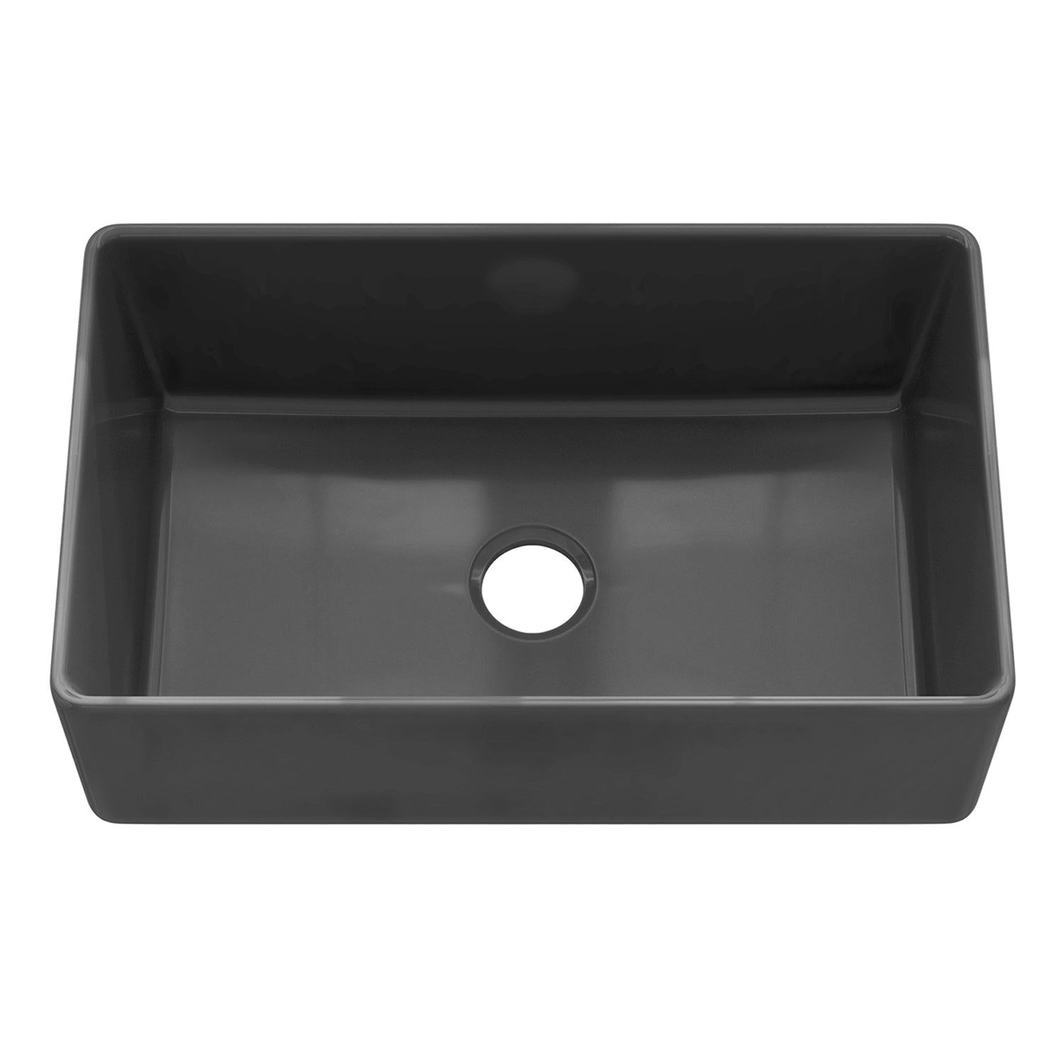 Sinber 30 Inch Farmhouse Apron Single Bowl Kitchen Sink with Fireclay Black Finish 2 Accessories F3018S-B-OL