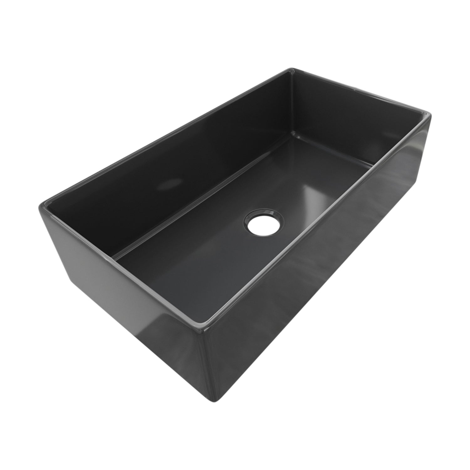 Sinber 36 Inch Farmhouse Apron Single Bowl Kitchen Sink with Fireclay Black Finish 2 Accessories F3620S-B-OL