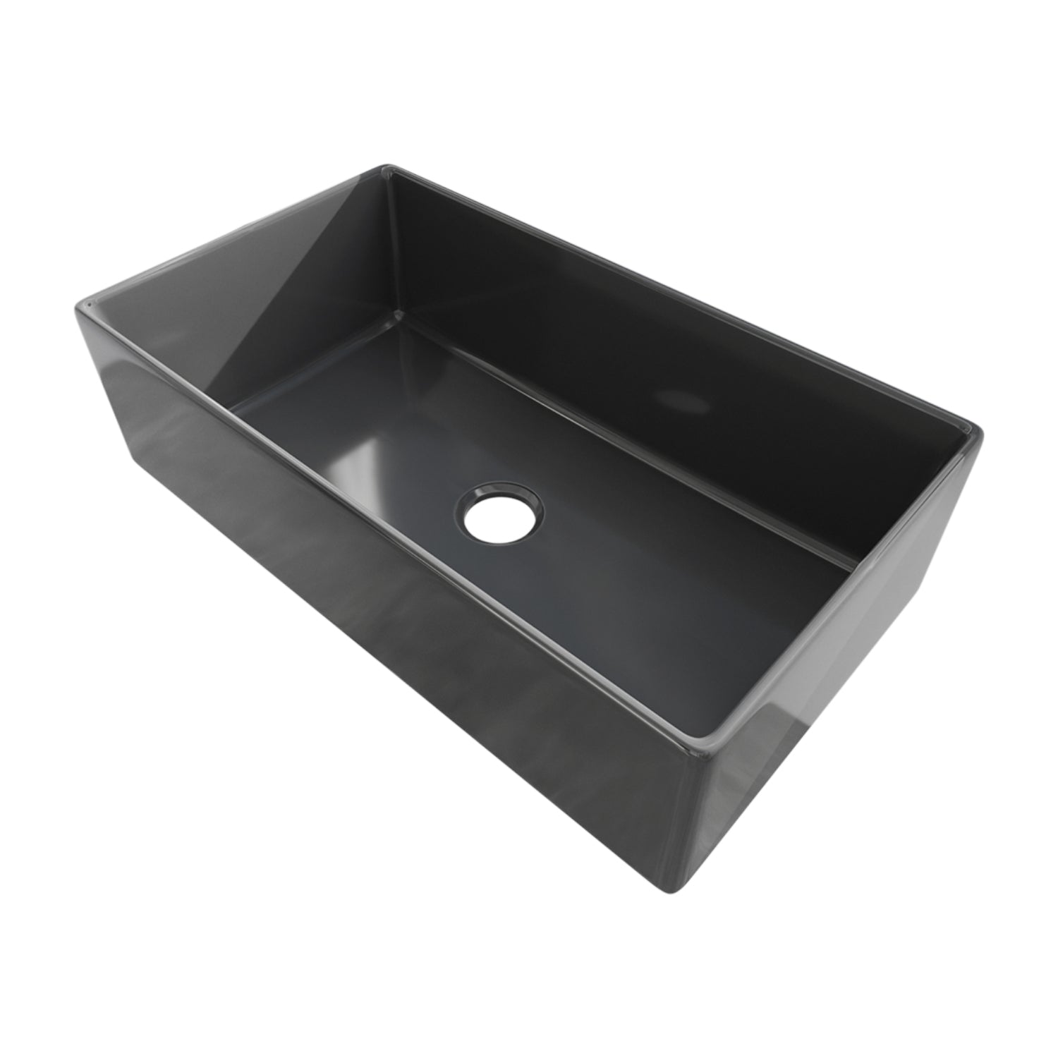 Sinber 36 Inch Farmhouse Apron Single Bowl Kitchen Sink with Fireclay Black Finish 2 Accessories F3620S-B-OL