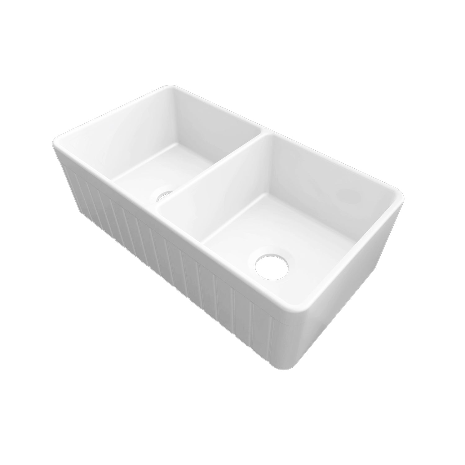 Sinber 33 Inch Farmhouse Apron Double Bowl Kitchen Sink with Fireclay White Finish 2 Accessories F3318D-OL