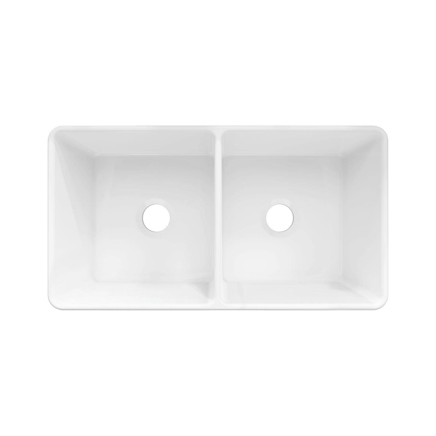 Sinber 33 Inch Farmhouse Apron Double Bowl Kitchen Sink with Fireclay White Finish 2 Accessories F3318D-OL