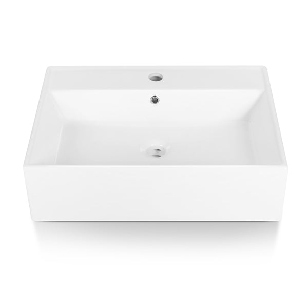 Sinber 24" x 17" x 6.3" White Rectangular Ceramic Countertop Bathroom Vanity Vessel Sink BVS2417A-OL