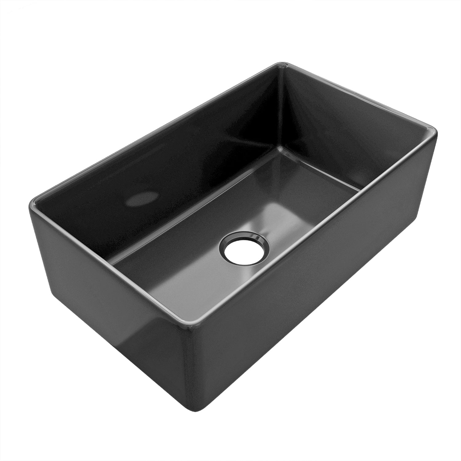 Sinber 30 Inch Farmhouse Apron Single Bowl Kitchen Sink with Fireclay Black Finish 2 Accessories F3018S-B-OL