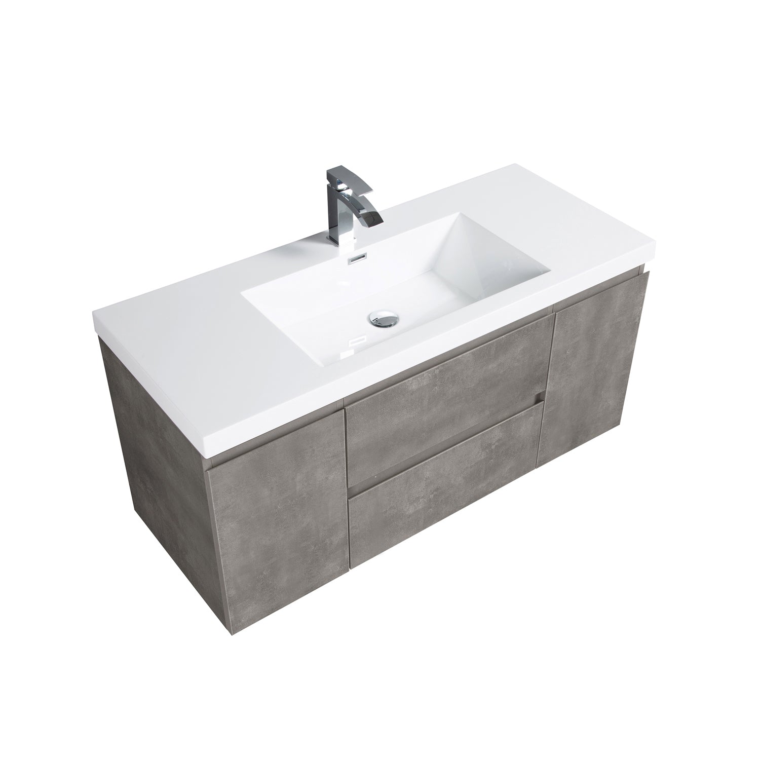 Sinber 48" Wall Mounted Single Rectangular Sink Bathroom Vanity Cabinet with White Acrylic Countertop 2 Doors and 2 Drawers, Compact and Elegant with Sleek Design for Modern Bathrooms