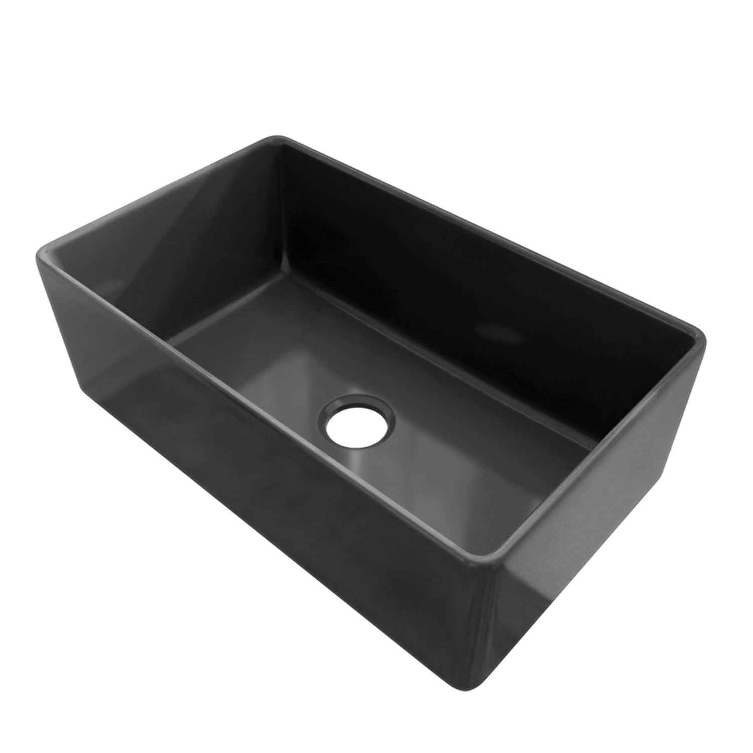 Sinber 30 Inch Farmhouse Apron Single Bowl Kitchen Sink with Fireclay Black Finish 2 Accessories F3018S-B-OL