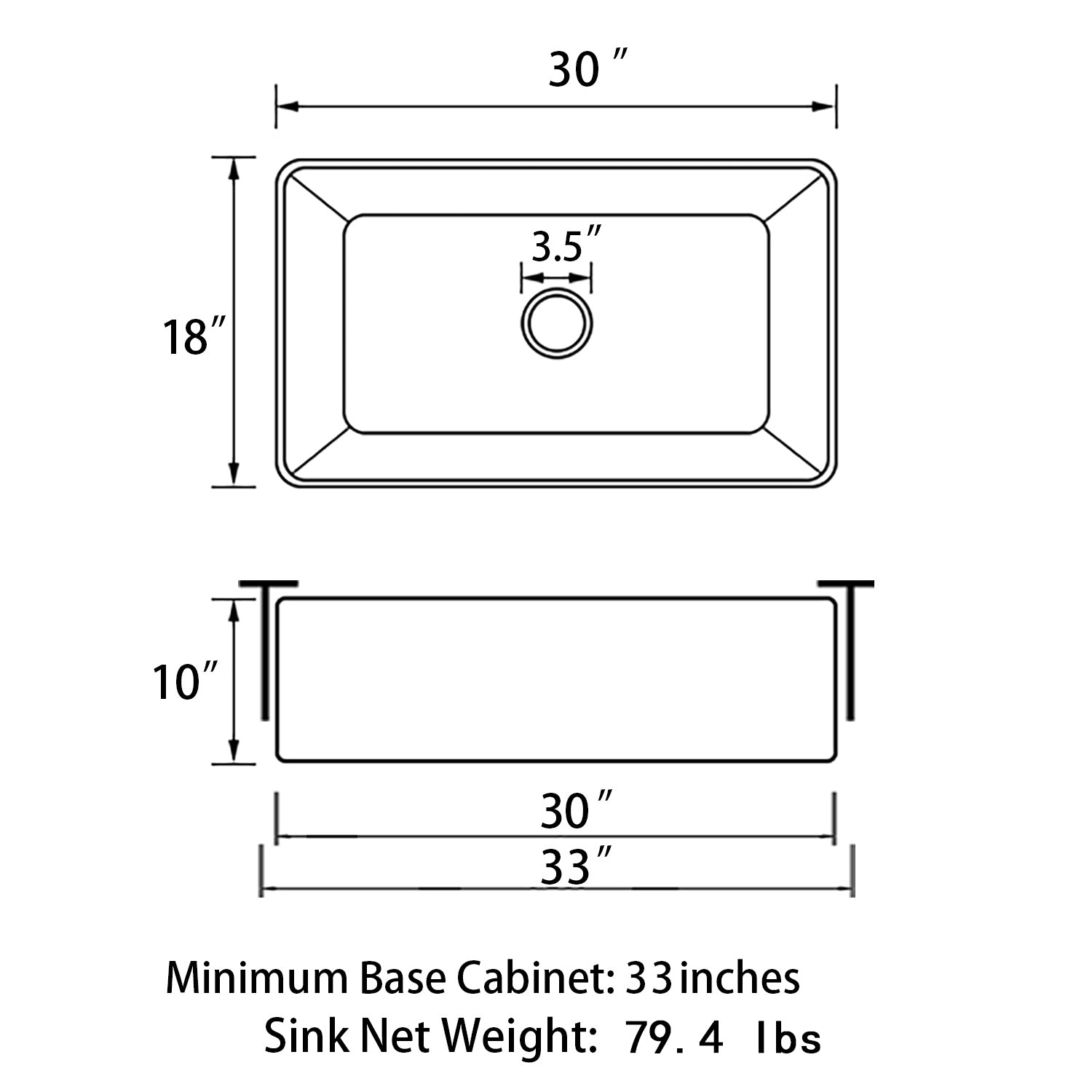 Sinber 30 Inch Farmhouse Apron Single Bowl Kitchen Sink with Fireclay White Finish 2 Accessories F3018S-OL