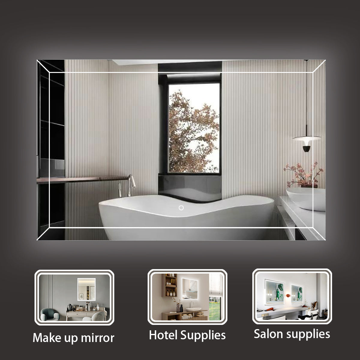 Sinber Wall Mounted Makeup LED Bathroom Vanity Mirror with Lights Backlit and Anti-Fog (Style 1)