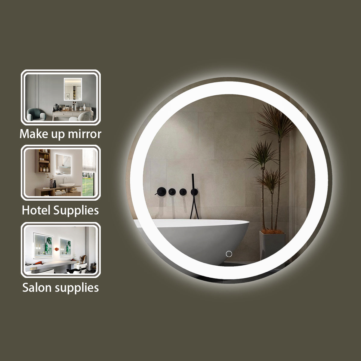 Sinber Wall Mounted Round Makeup LED Bathroom Vanity Mirror with Lights Backlit and Anti-Fog (Style 4)