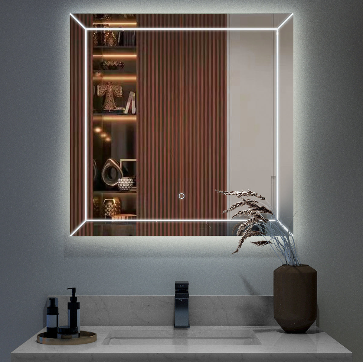 Sinber Wall Mounted Makeup LED Bathroom Vanity Mirror with Lights Backlit and Anti-Fog (Style 1)