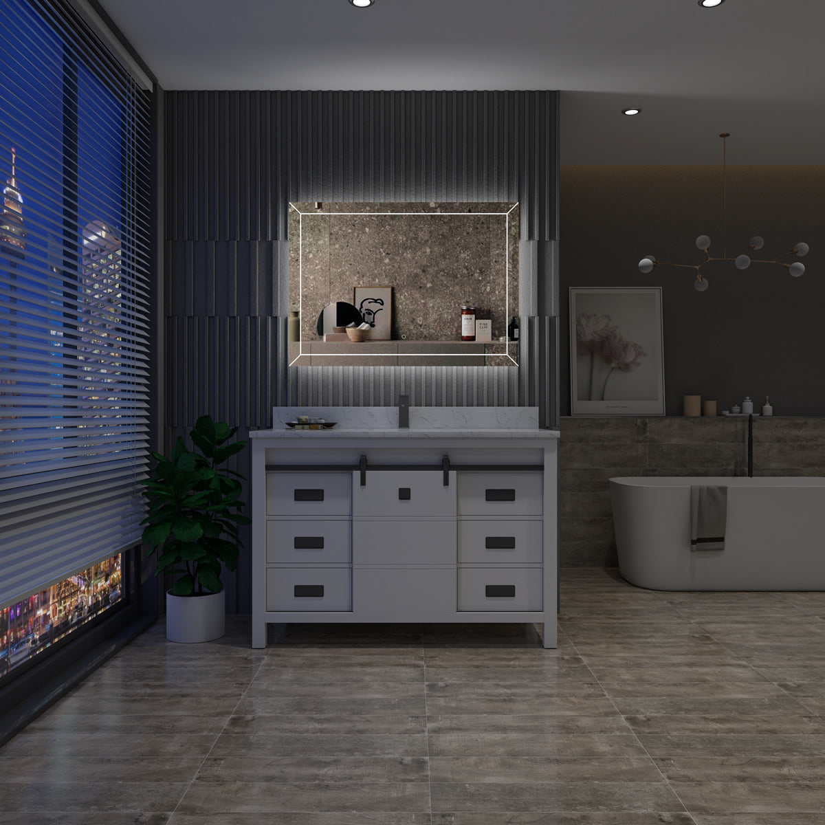 Sinber Wall Mounted Makeup LED Bathroom Vanity Mirror with Lights Backlit and Anti-Fog (Style 1)