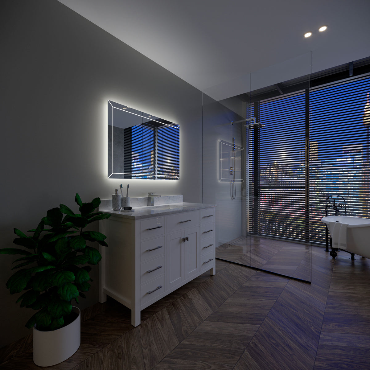 Sinber Wall Mounted Makeup LED Bathroom Vanity Mirror with Lights Backlit and Anti-Fog (Style 1)