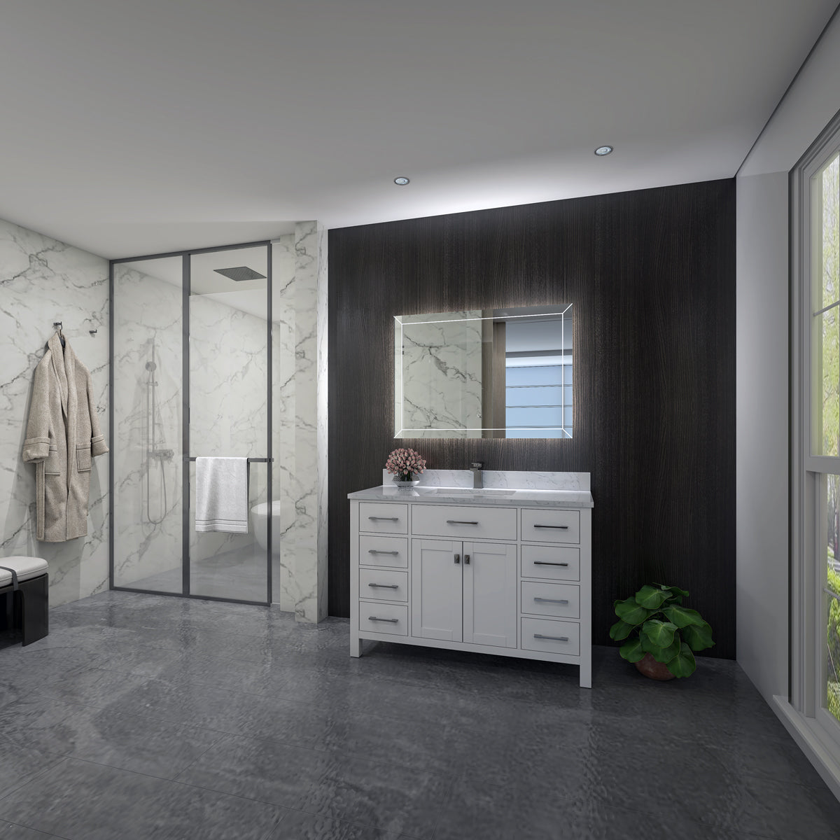 Sinber Wall Mounted Makeup LED Bathroom Vanity Mirror with Lights Backlit and Anti-Fog (Style 1)