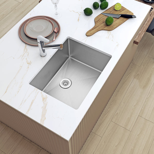 Sinber 23" Undermount Single Bowl 304 Stainless Steel Kitchen Sink