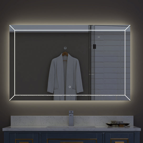 Sinber Wall Mounted Makeup LED Bathroom Vanity Mirror with Lights Backlit and Anti-Fog (Style 1)