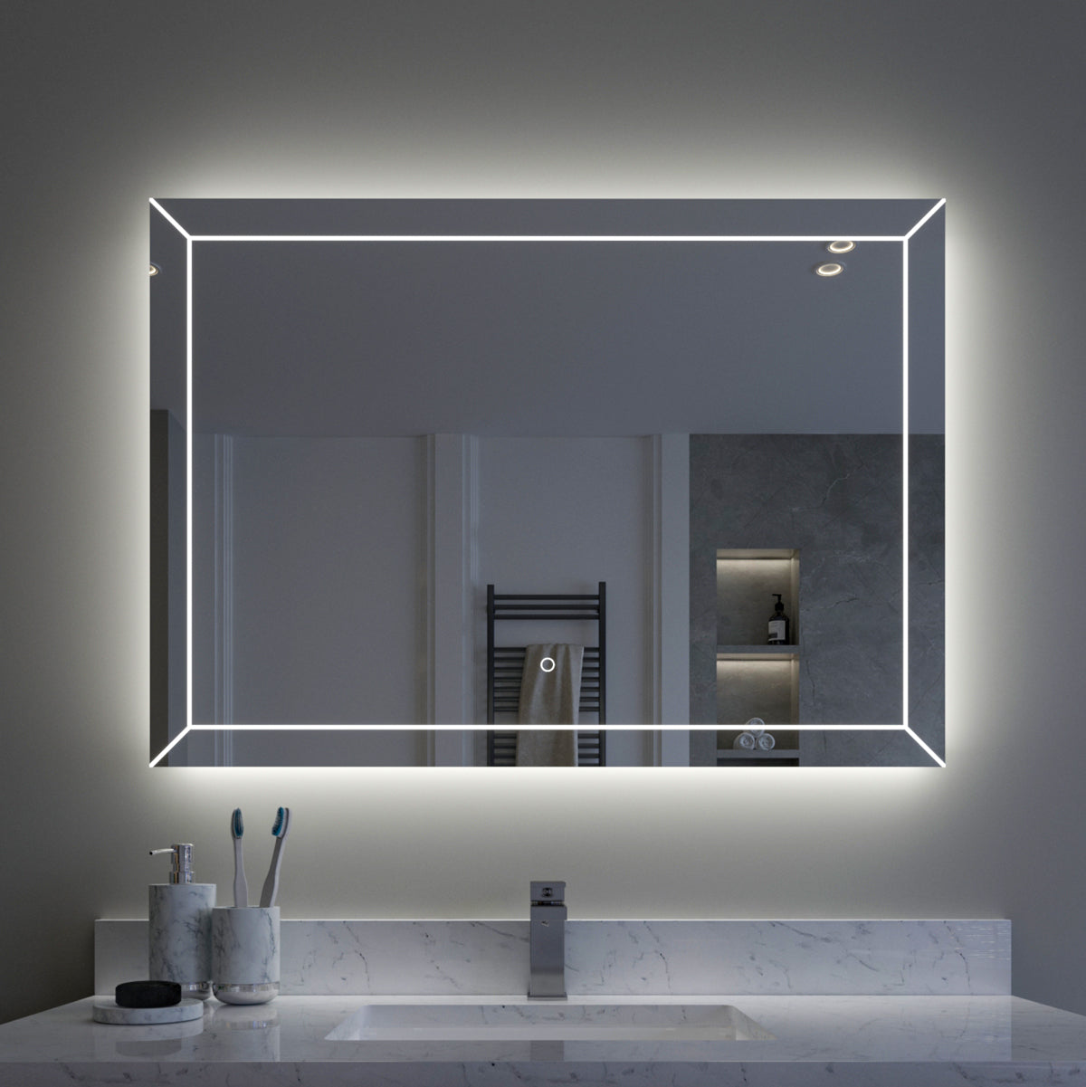 Sinber Wall Mounted Makeup LED Bathroom Vanity Mirror with Lights Backlit and Anti-Fog (Style 1)