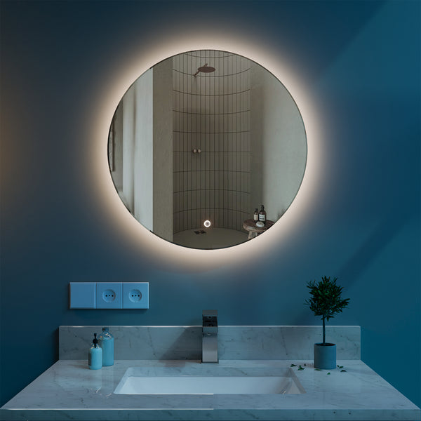 Sinber Wall Mounted Round Makeup LED Bathroom Vanity Mirror with Lights Backlit and Anti-Fog (Style 5)
