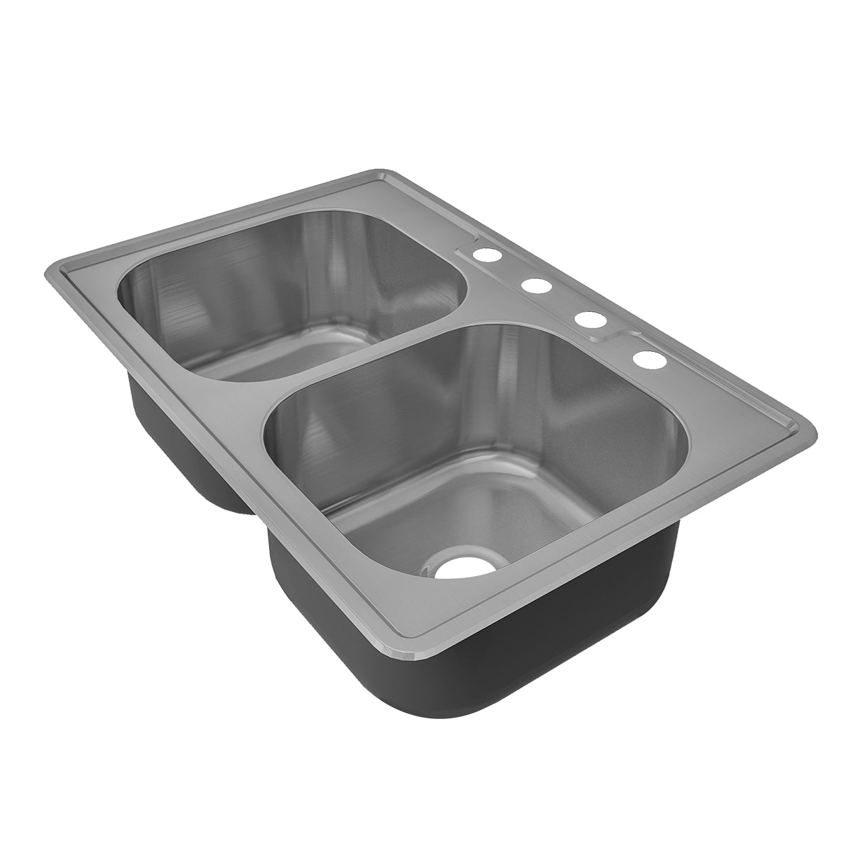 Sinber 33" x 22" x 9" Drop In Double Bowl Kitchen Sink with 18 Gauge 304 Stainless Steel Satin Finish MT3322D (Sink Only)
