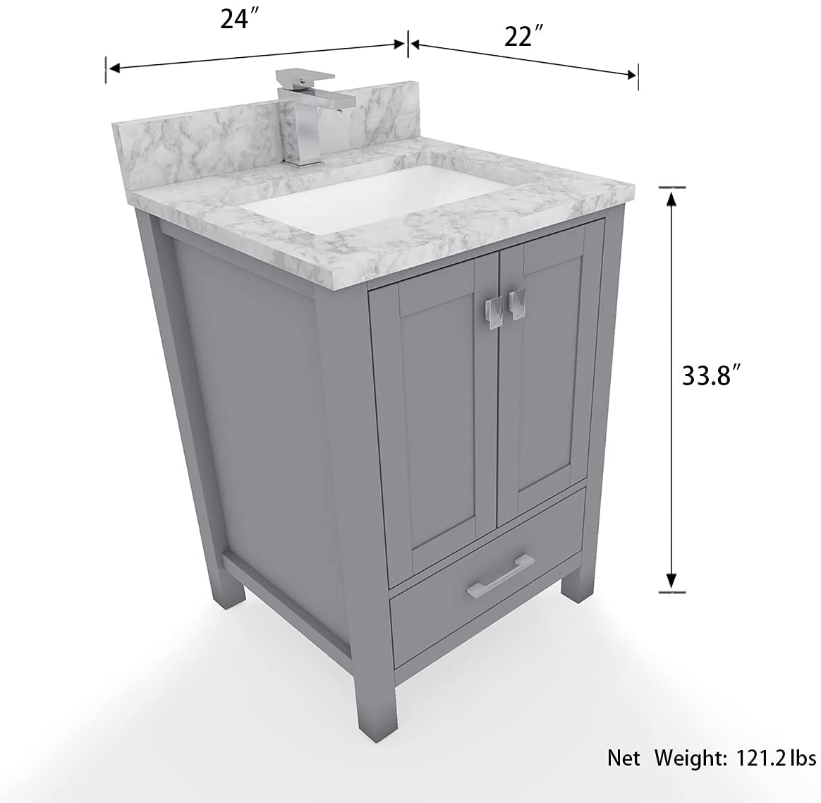 2 Soft Closing Doors and 1 Full Extension Dovetail Cabinet Drawer(Style 1)