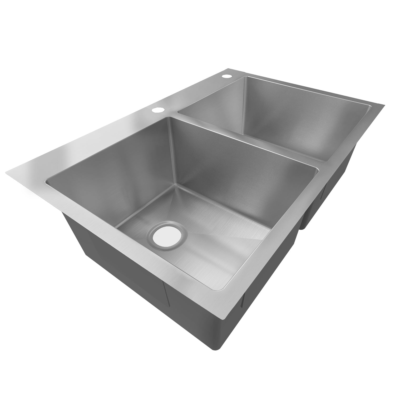 Sinber 33" x 22" x 9" Drop In Double Bowl Kitchen Sink with 18 Gauge 304 Stainless Steel Satin Finish HT3322D-S-9 (Sink Only)