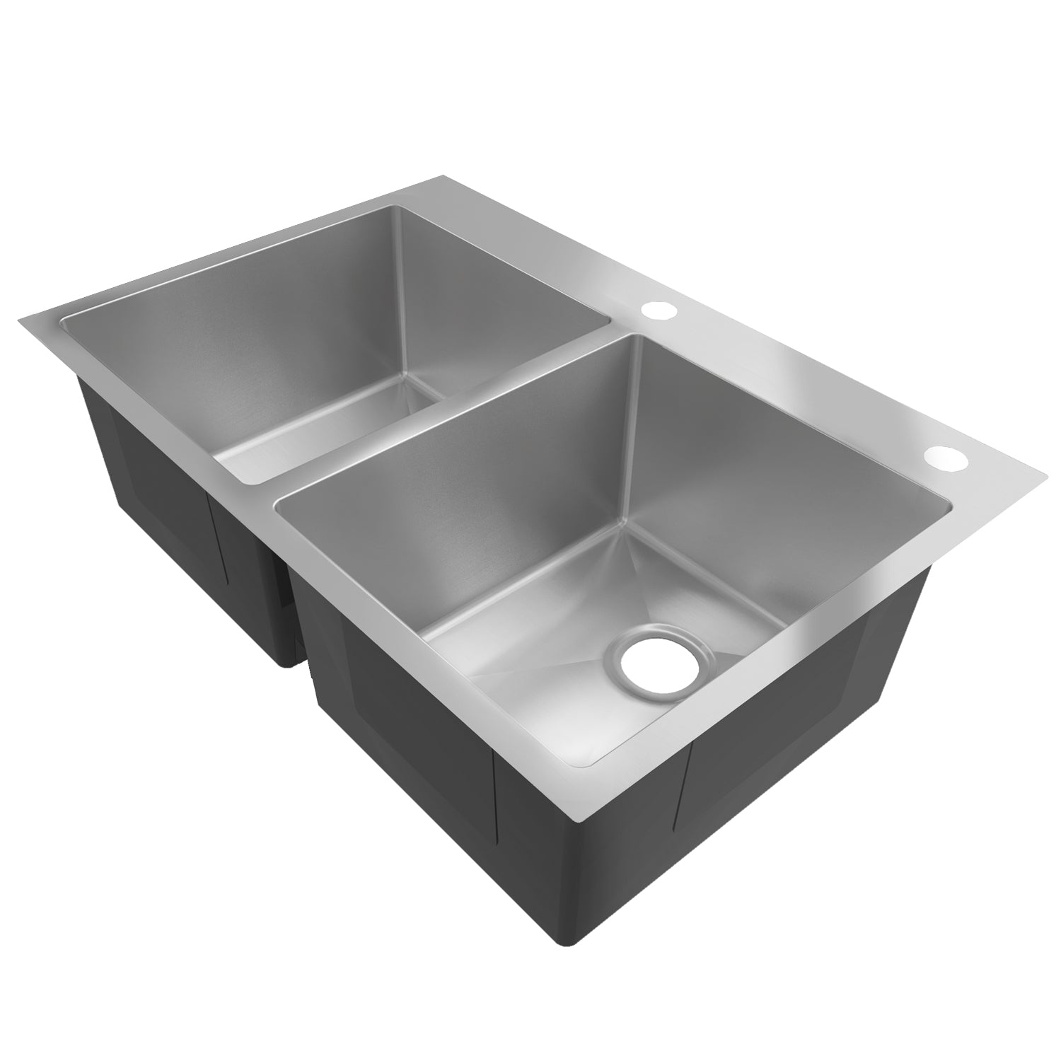 Sinber 33" x 22" x 9" Drop In Double Bowl Kitchen Sink with 18 Gauge 304 Stainless Steel Satin Finish HT3322D-S-9 (Sink Only)