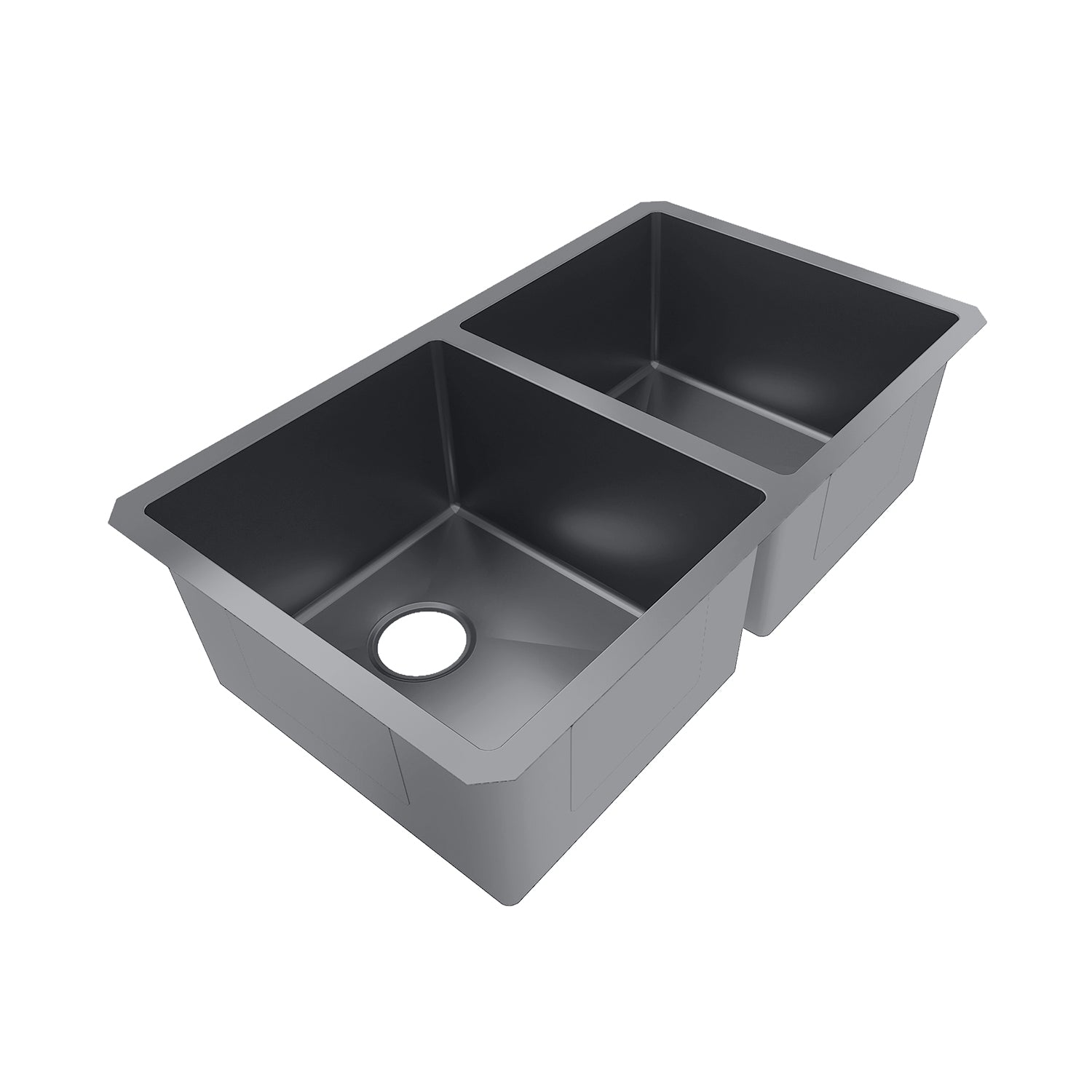 Sinber 32" x 19" x 10" Undermount Double Bowl Kitchen Sink with 18 Gauge 304 Stainless Steel Black Finish HU3219D-B (Sink Only)