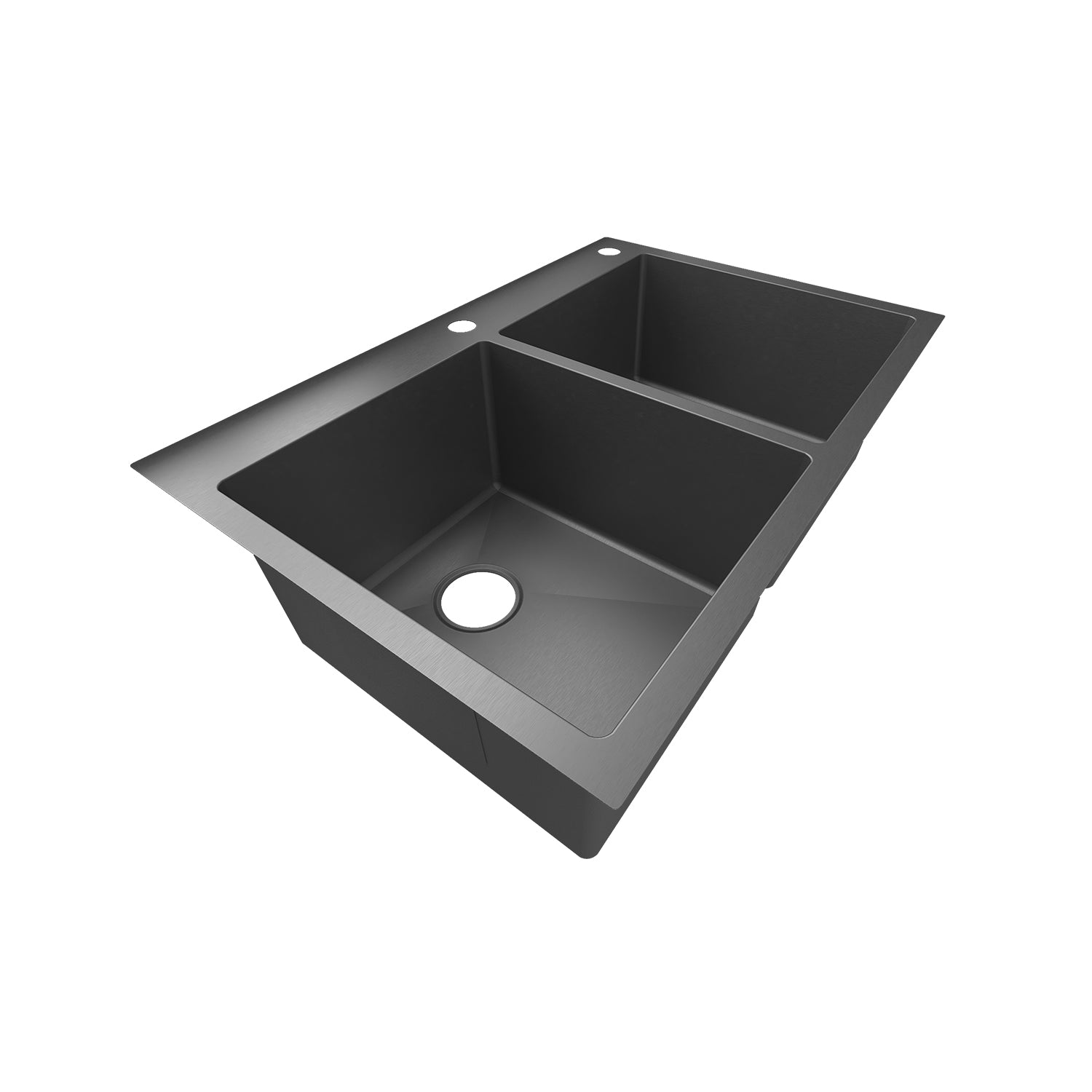 Sinber 33" x 22" x 9" Drop In Double Bowl Kitchen Sink with 18 Gauge 304 Stainless Steel Black Finish HT3322D-B (Sink Only)