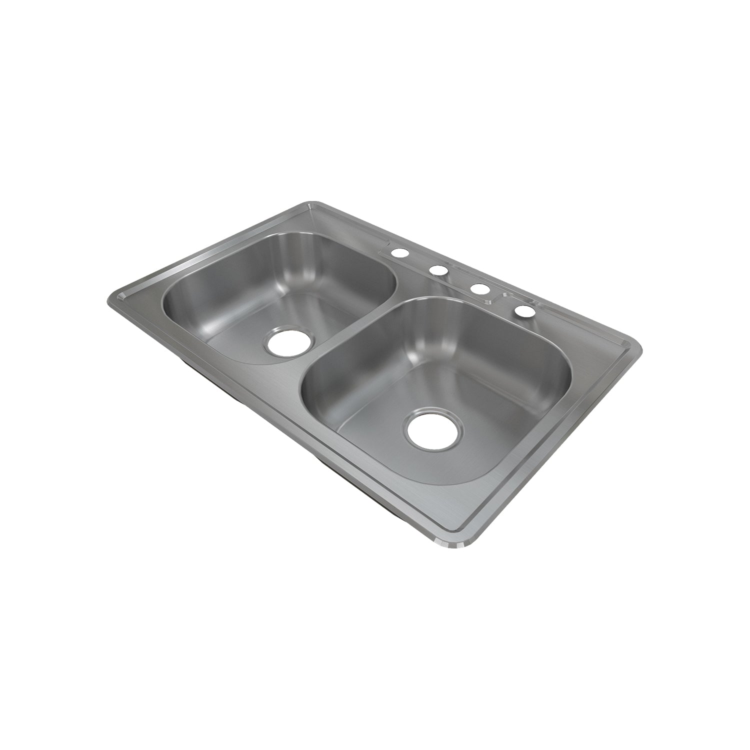 Sinber 33" x 22" x 5.5" Drop In Double Bowl Kitchen Sink with 18 Gauge 304 Stainless Steel Satin Finish MT3322D-ADA (Sink Only)