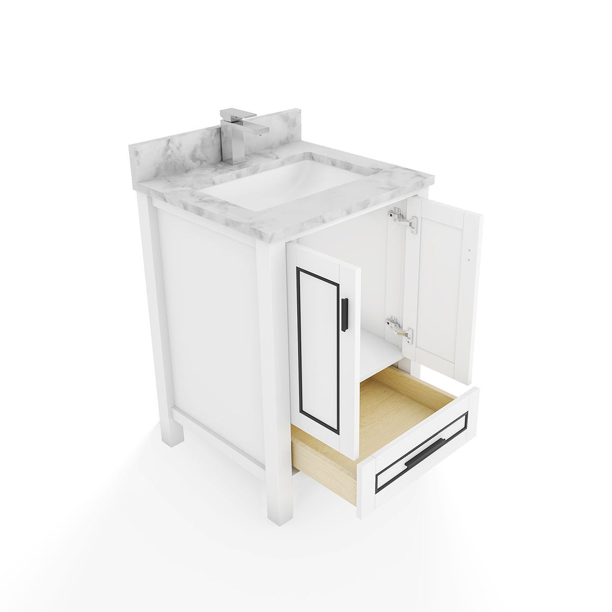 2 Soft Closing Doors and 1 Full Extension Dovetail Cabinet Drawer(Style 2)