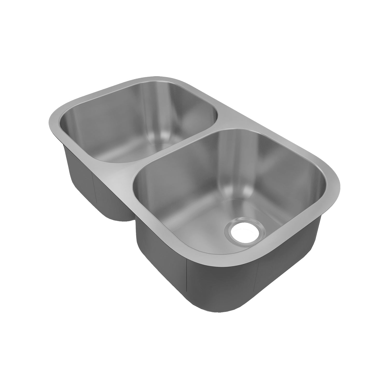 Sinber 32" x 18" x 9" Undermount Double Bowl Kitchen Sink with 18 Gauge 304 Stainless Steel Satin Finish MU3218D (Sink Only)