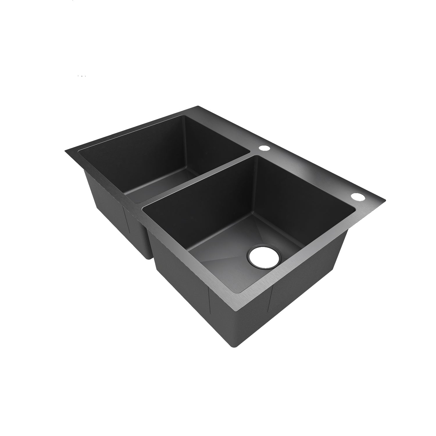 Sinber 33" x 22" x 9" Drop In Double Bowl Kitchen Sink with 18 Gauge 304 Stainless Steel Black Finish HT3322D-B (Sink Only)