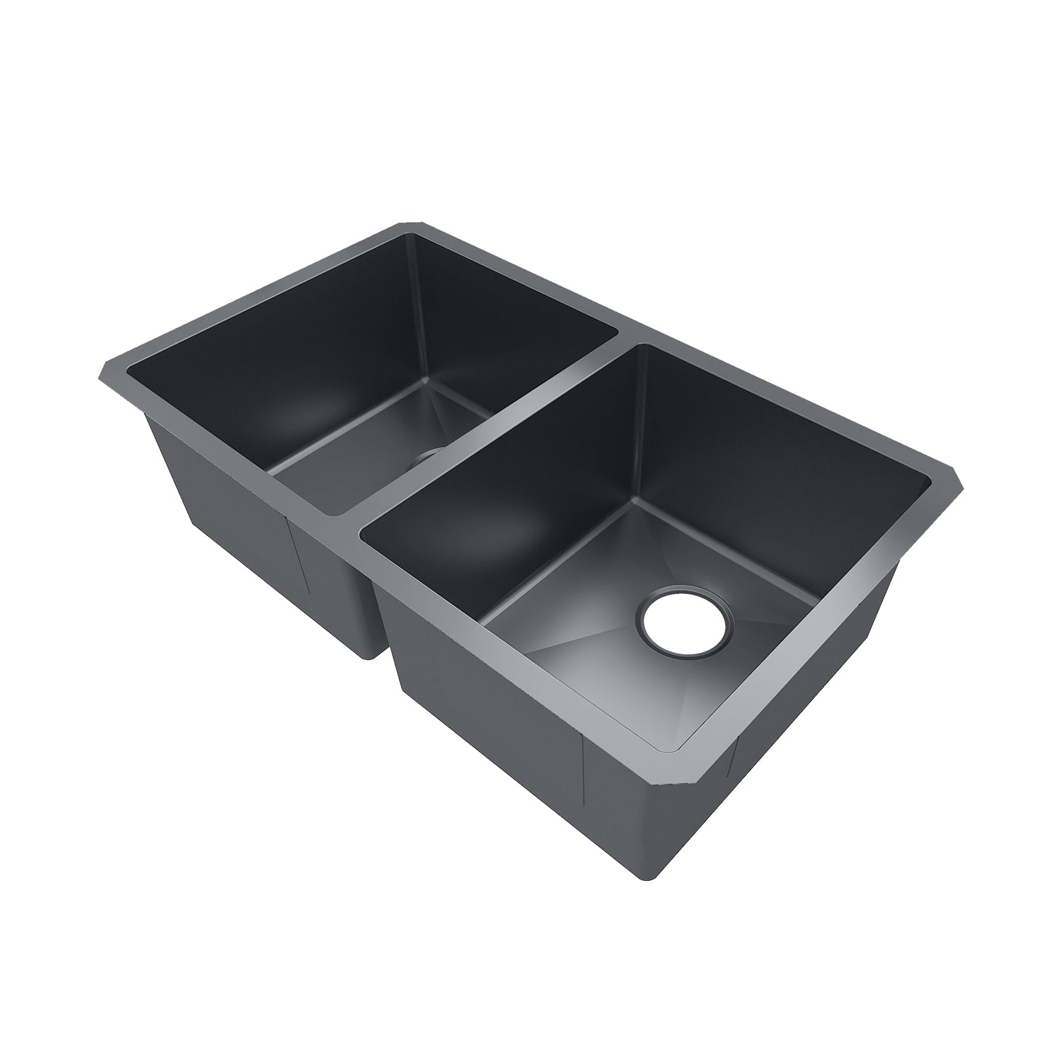 Sinber 32" x 19" x 10" Undermount Double Bowl Kitchen Sink with 18 Gauge 304 Stainless Steel Black Finish HU3219D-B (Sink Only)