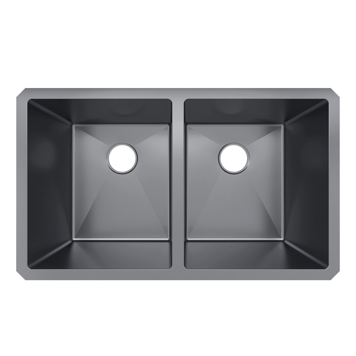 Sinber 32" x 19" x 10" Undermount Double Bowl Kitchen Sink with 18 Gauge 304 Stainless Steel Black Finish HU3219D-B (Sink Only)
