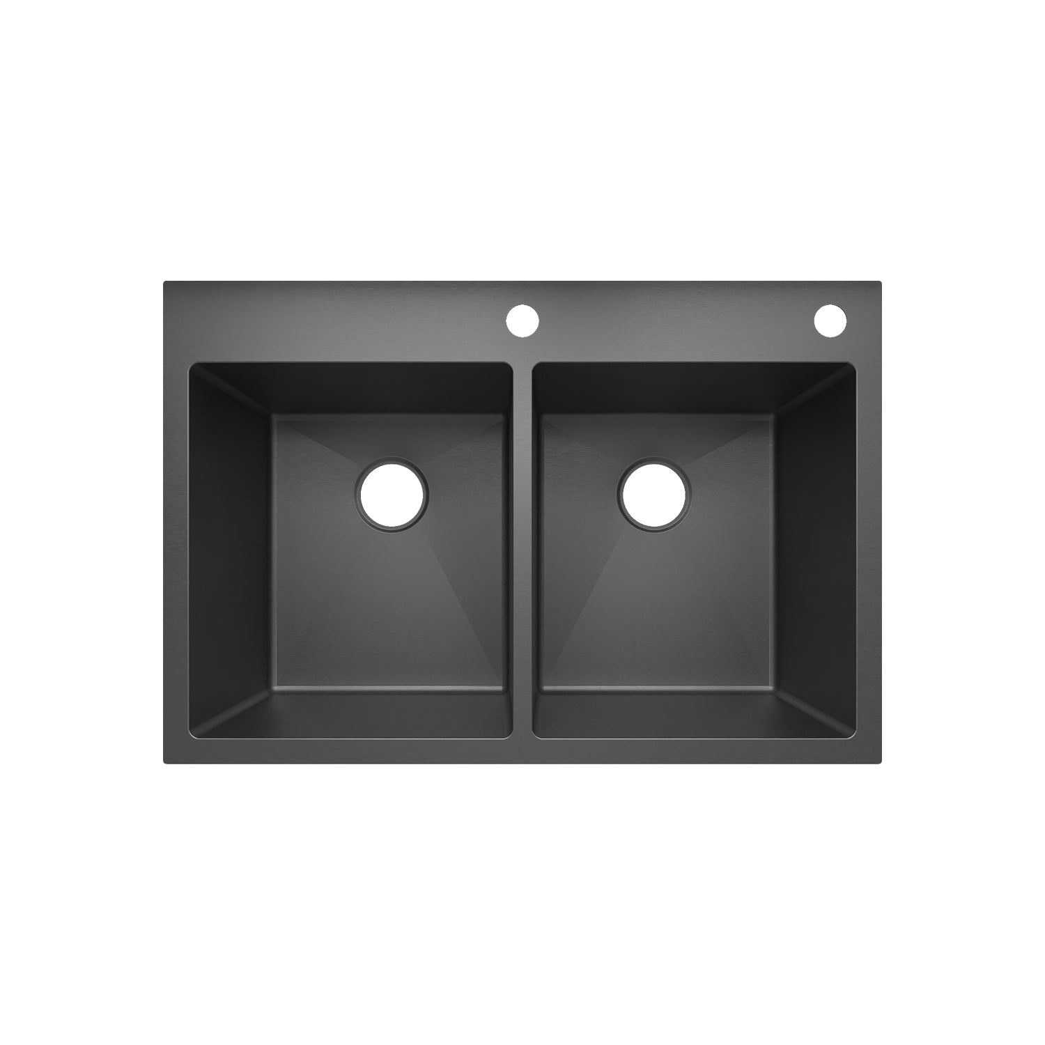 Sinber 33" x 22" x 9" Drop In Double Bowl Kitchen Sink with 18 Gauge 304 Stainless Steel Black Finish HT3322D-B (Sink Only)