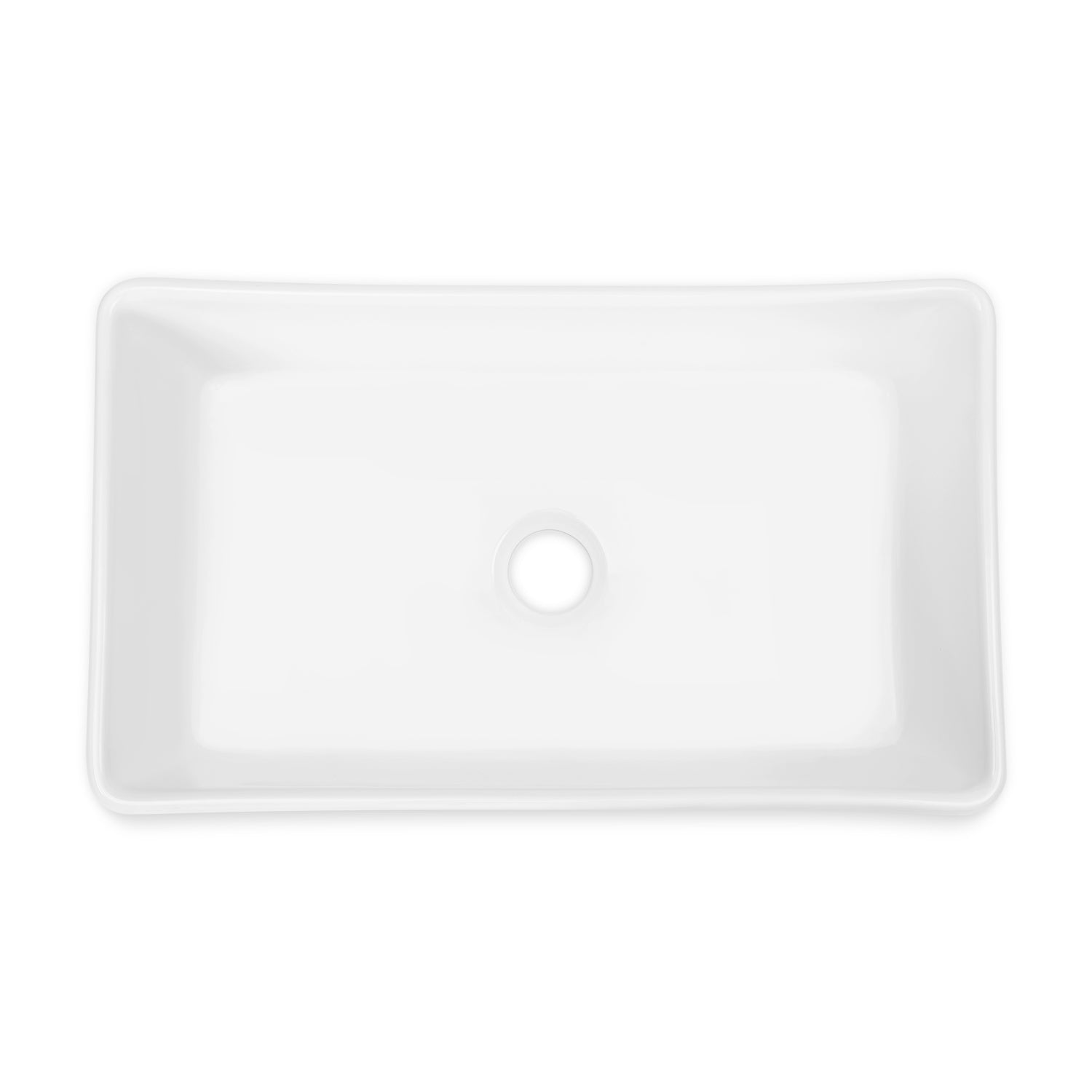 Sinber White Rectangular Ceramic Single Bowl Apron farmhouse Kitchen Sink With Strainer