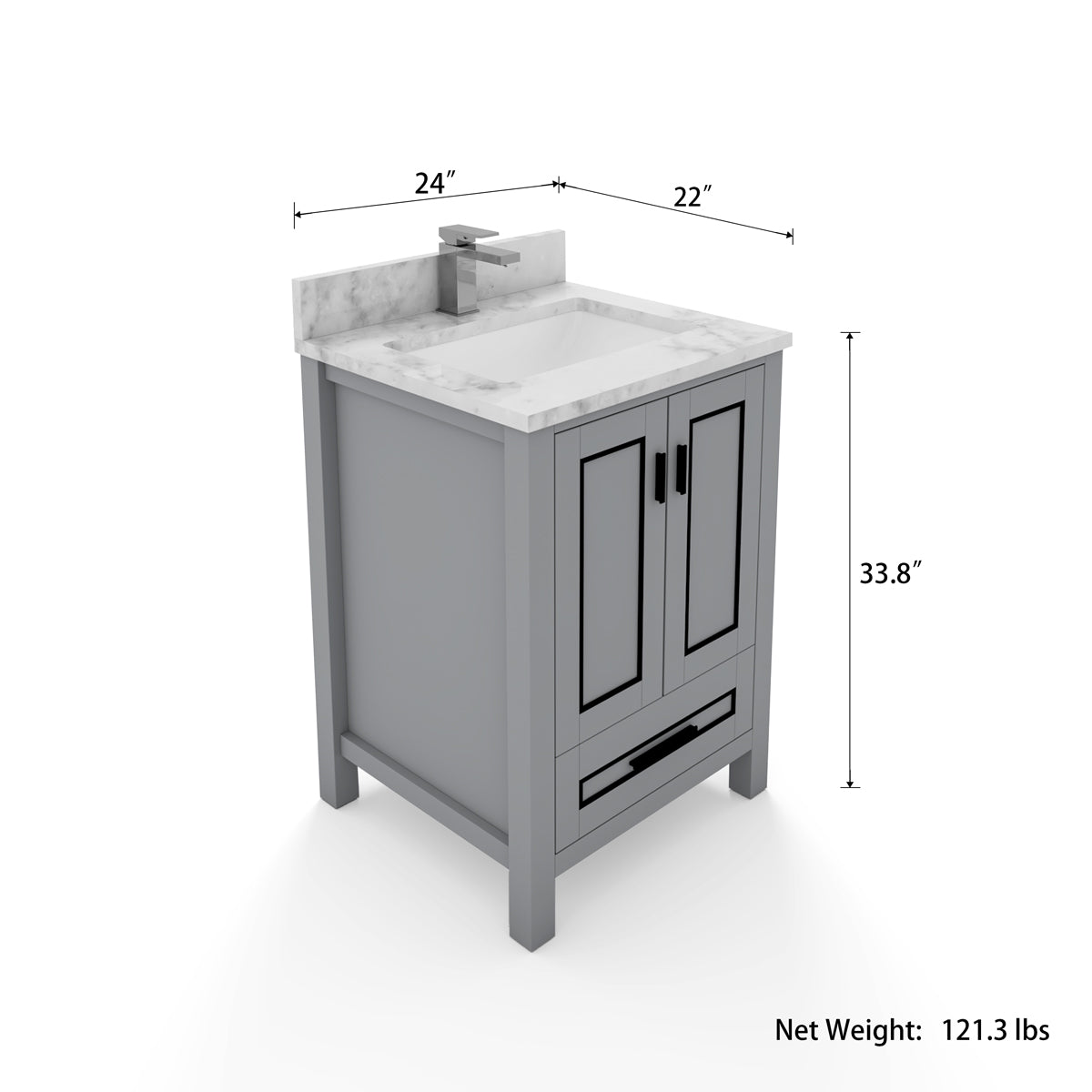 2 Soft Closing Doors and 1 Full Extension Dovetail Cabinet Drawer(Style 2)