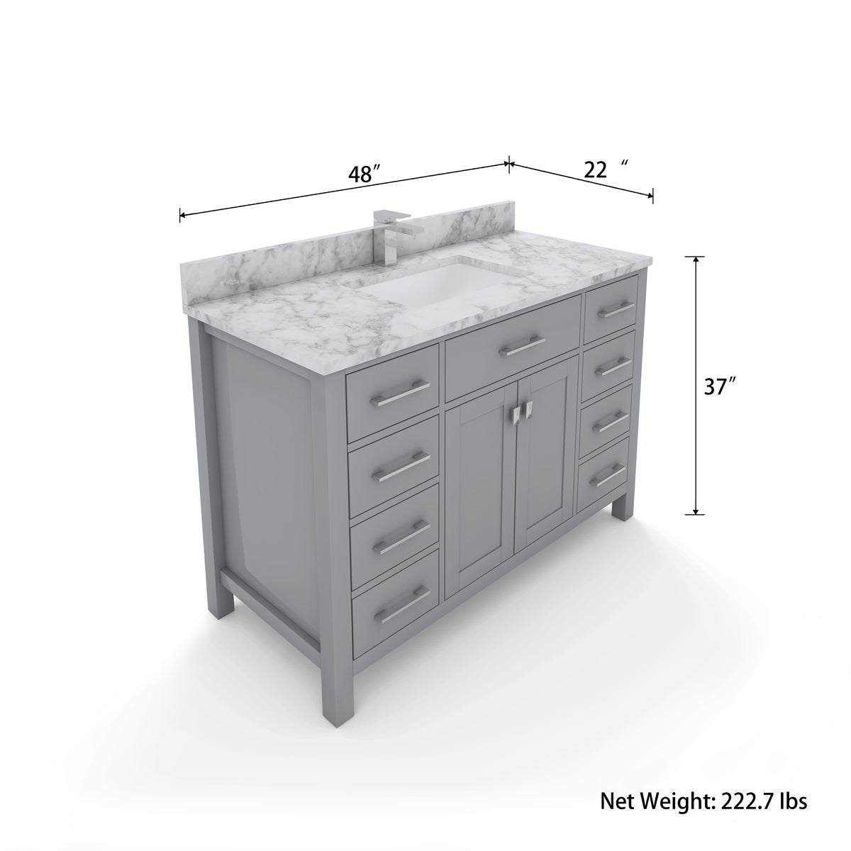 2 Soft Closing Doors and 8 Full Extension Dovetail Cabinet Drawer(Style 1)