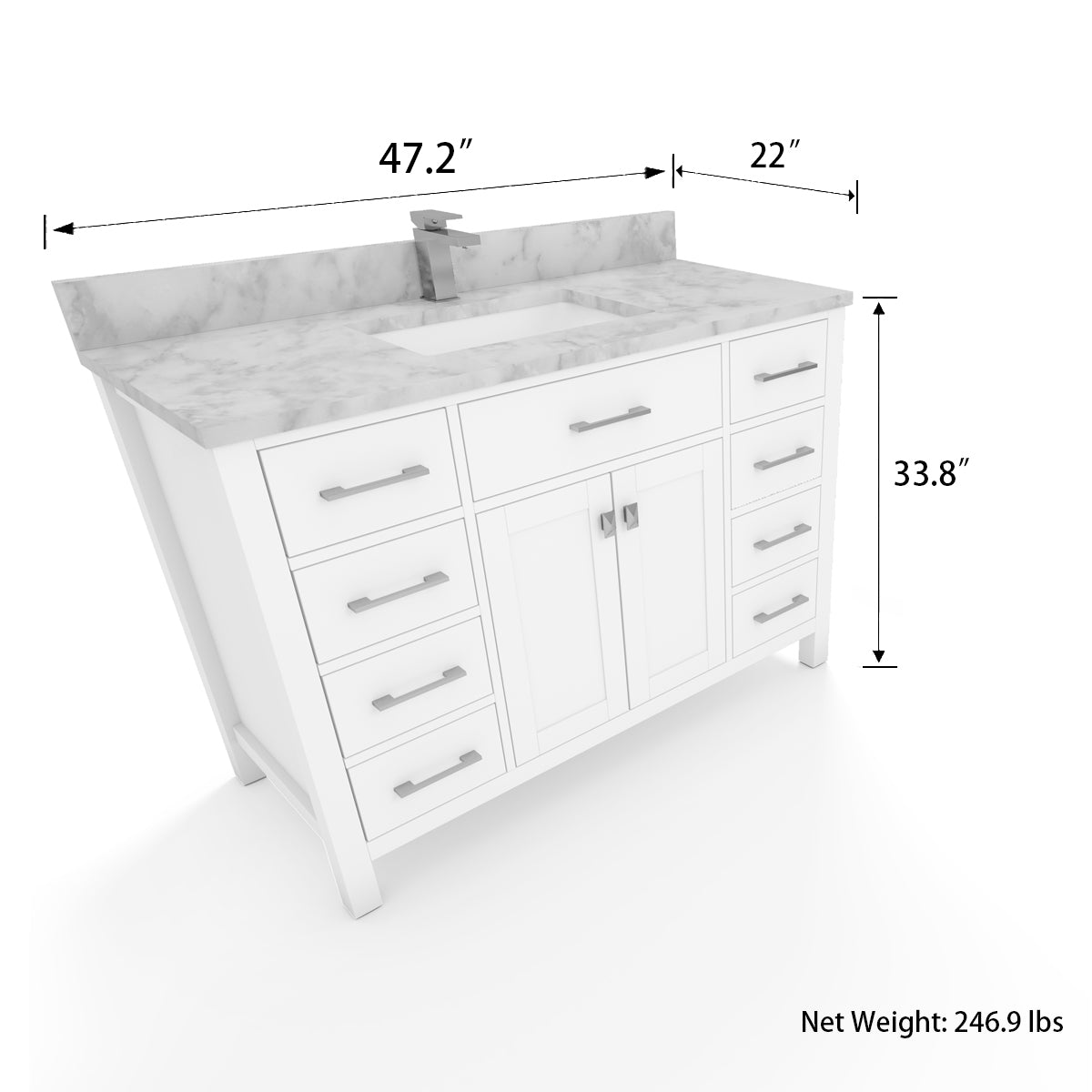 2 Soft Closing Doors and 8 Full Extension Dovetail Cabinet Drawer(Style 1)