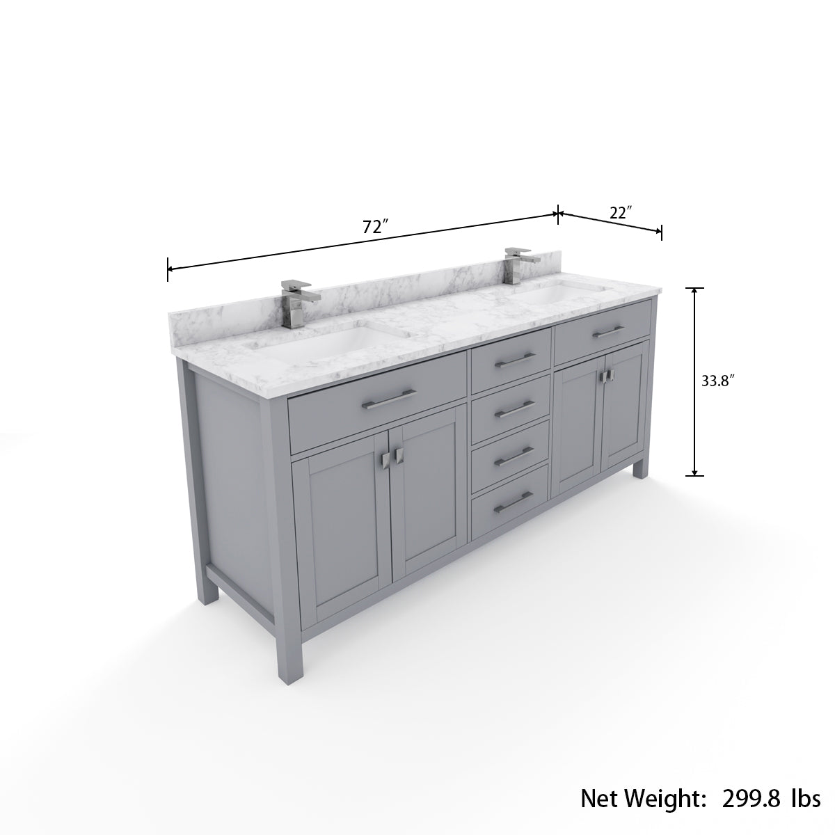 4 Soft Closing Doors and 4 Full Extension Dovetail Cabinet Drawer(Style 1)