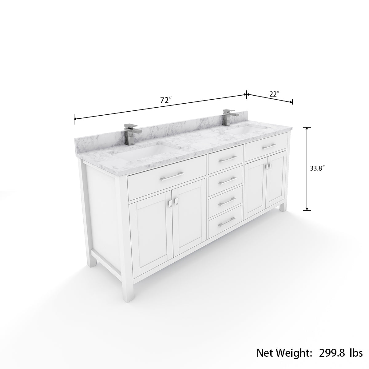 4 Soft Closing Doors and 4 Full Extension Dovetail Cabinet Drawer(Style 1)