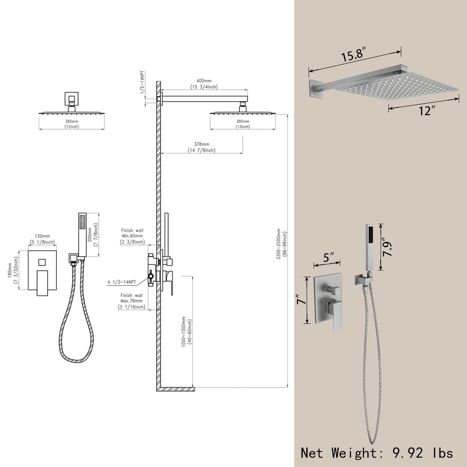 Sinber Rainfall Dual Shower Head