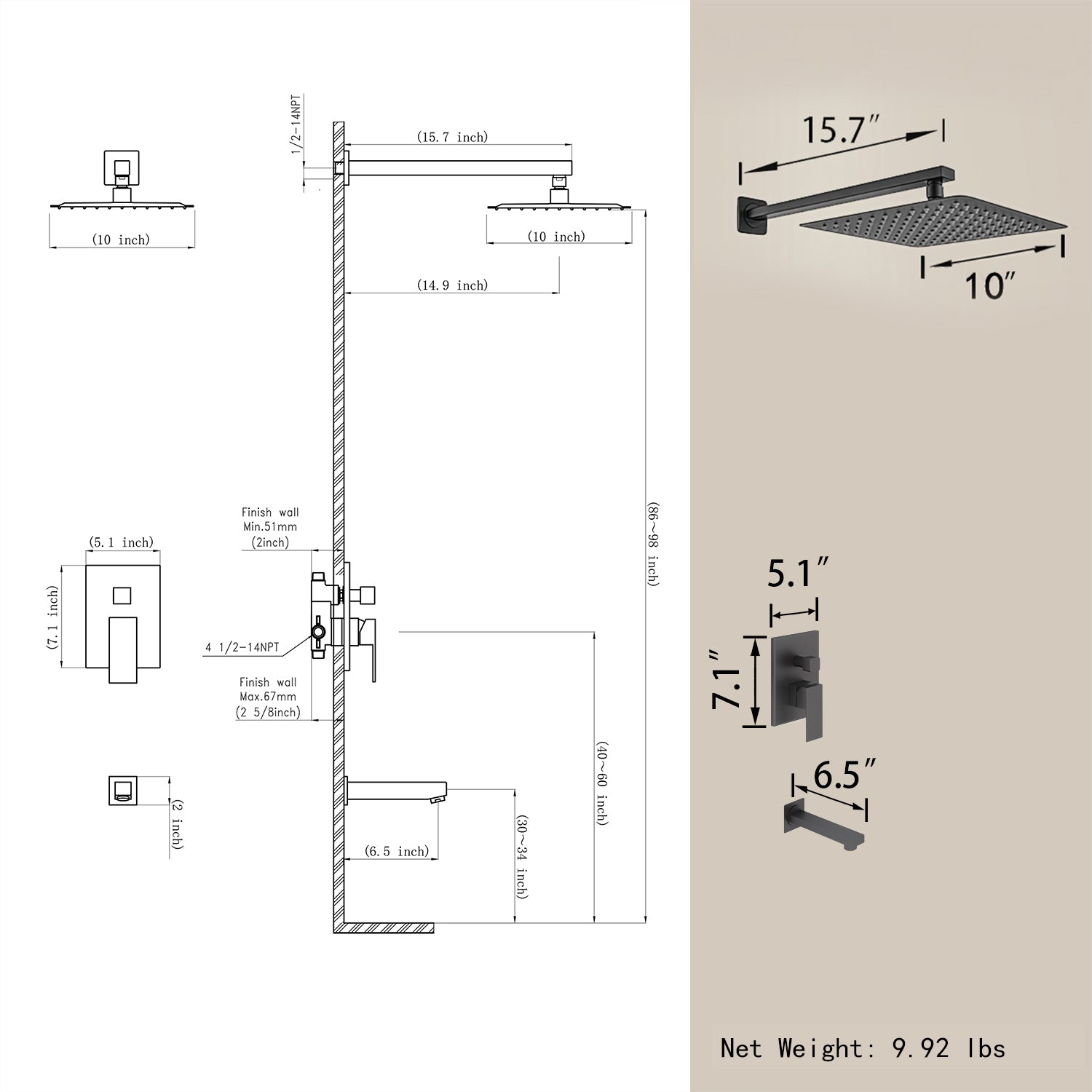 High Pressure Adjustable Rain Shower Head