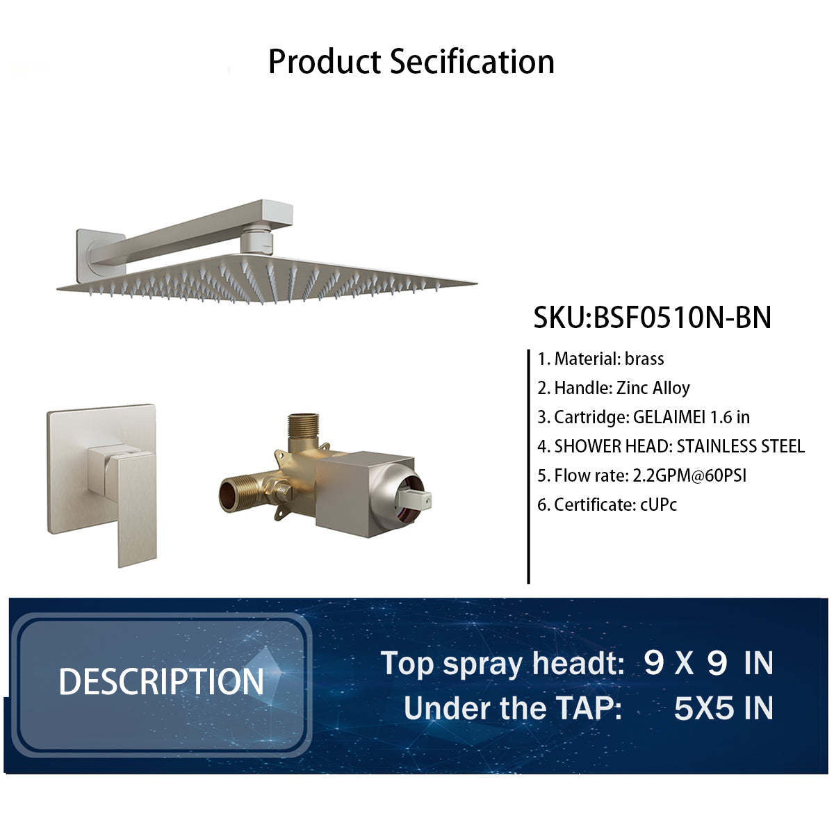 High Pressure Adjustable Rain Shower Head