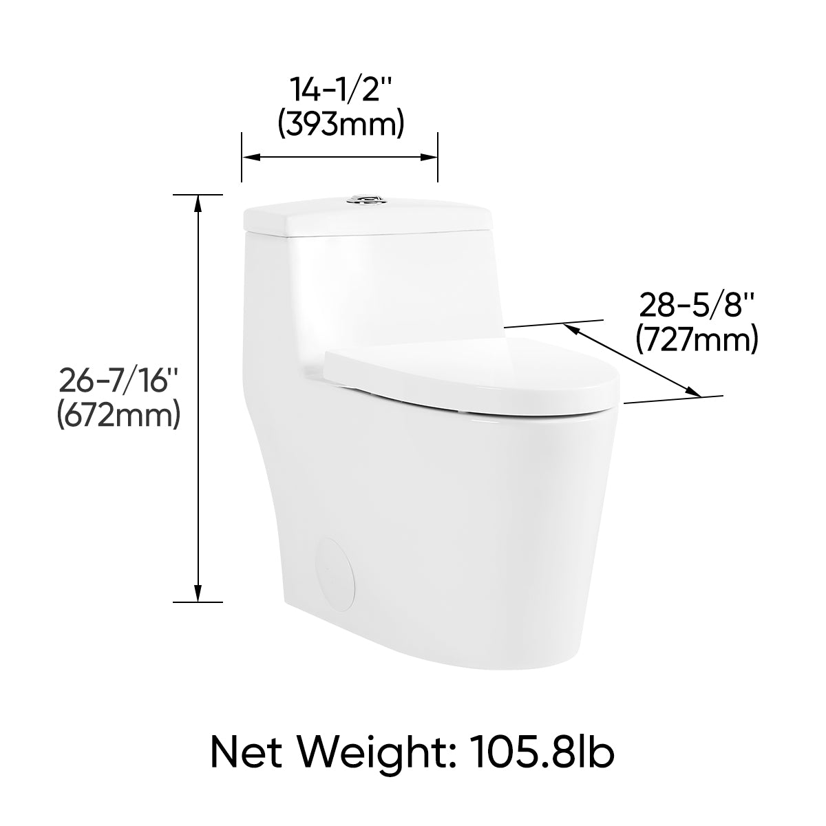 Sinber Cotton White One Piece Modern Design Bathroom Toilet With Dual Flush (Style 2)